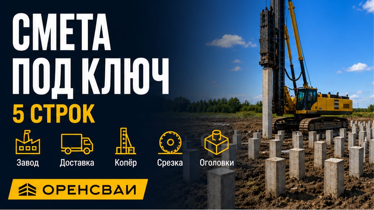 Смета забивных ЖБ свай с монтажом: завод, доставка, копёр, срезка и оголовки