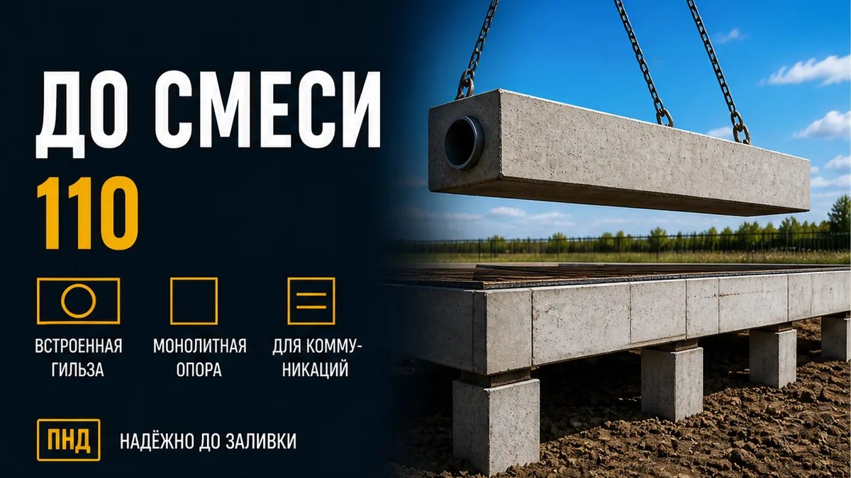Закладные гильзы канализации и водопровода в висячем ЖБ-ростверке до заливки