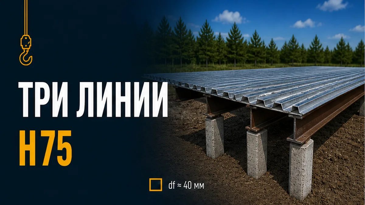 Монолитное перекрытие по профлисту на ригелях свайного поля, не на четырёх углах