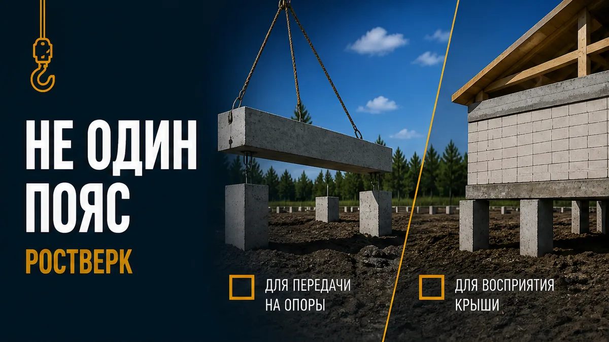 Ростверк на головах свай не заменяет подкровельный пояс под мауэрлат