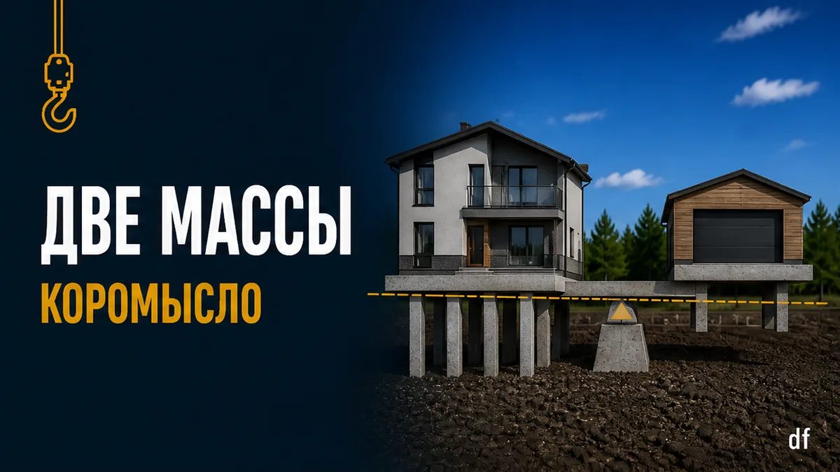 Дом и гараж на одном ростверке как коромысло: разный вес, не одна сетка свай
