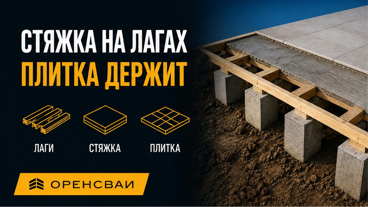 Стяжка на лагах каркасника на сваях: пирог под плитку