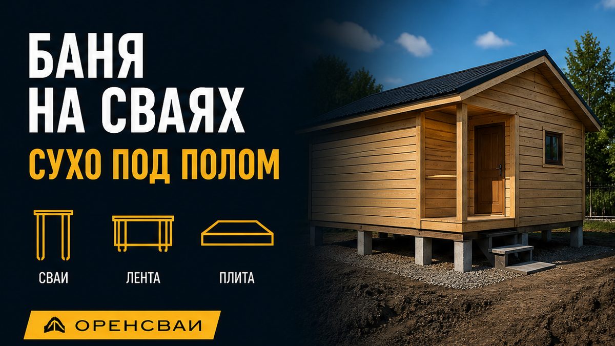 Баня на забивных сваях: сухо под полом, сравнение с лентой и плитой