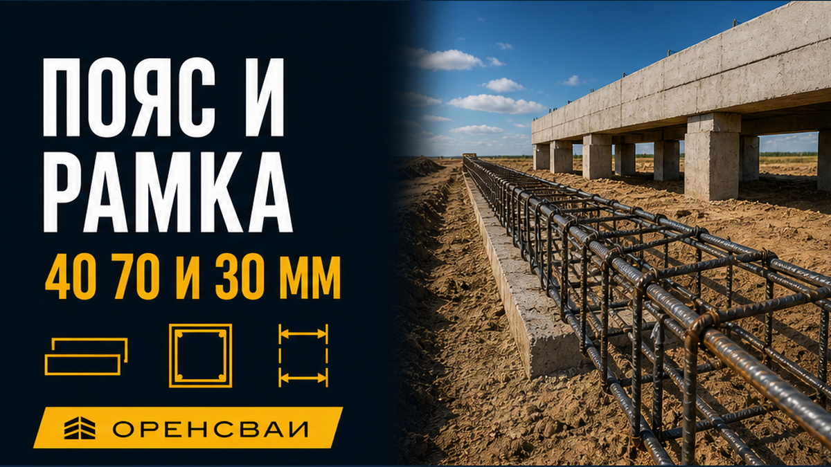 Лист схемы: длинные пояса вдоль ленты и замкнутые рамки поперёк