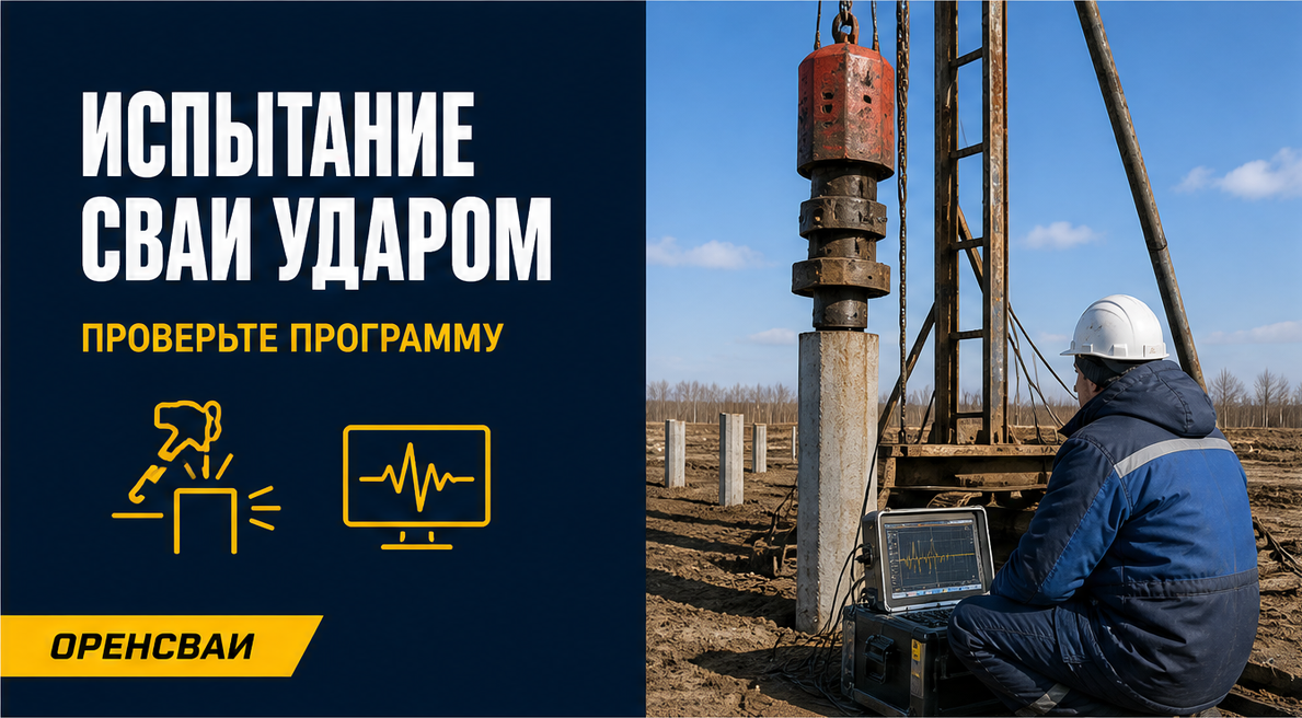 Динамические испытания свай: как проверяют несущую способность контрольным ударом молота