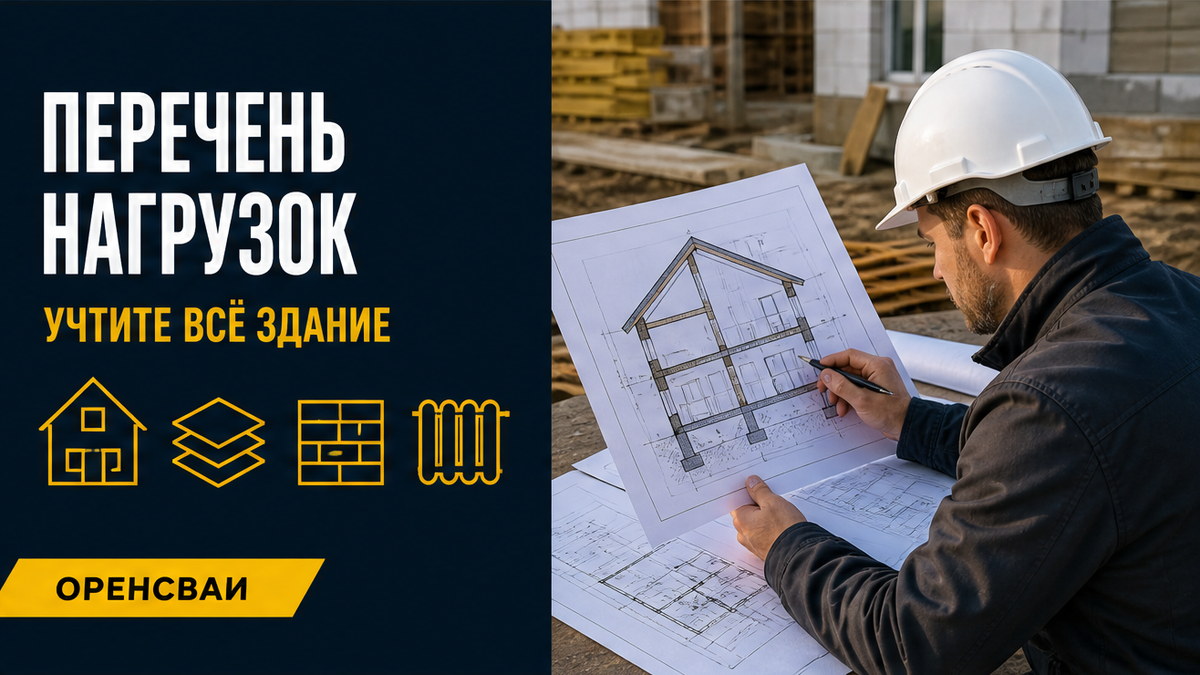 Перечень нагрузок дома для предварительного расчёта свайного фундамента