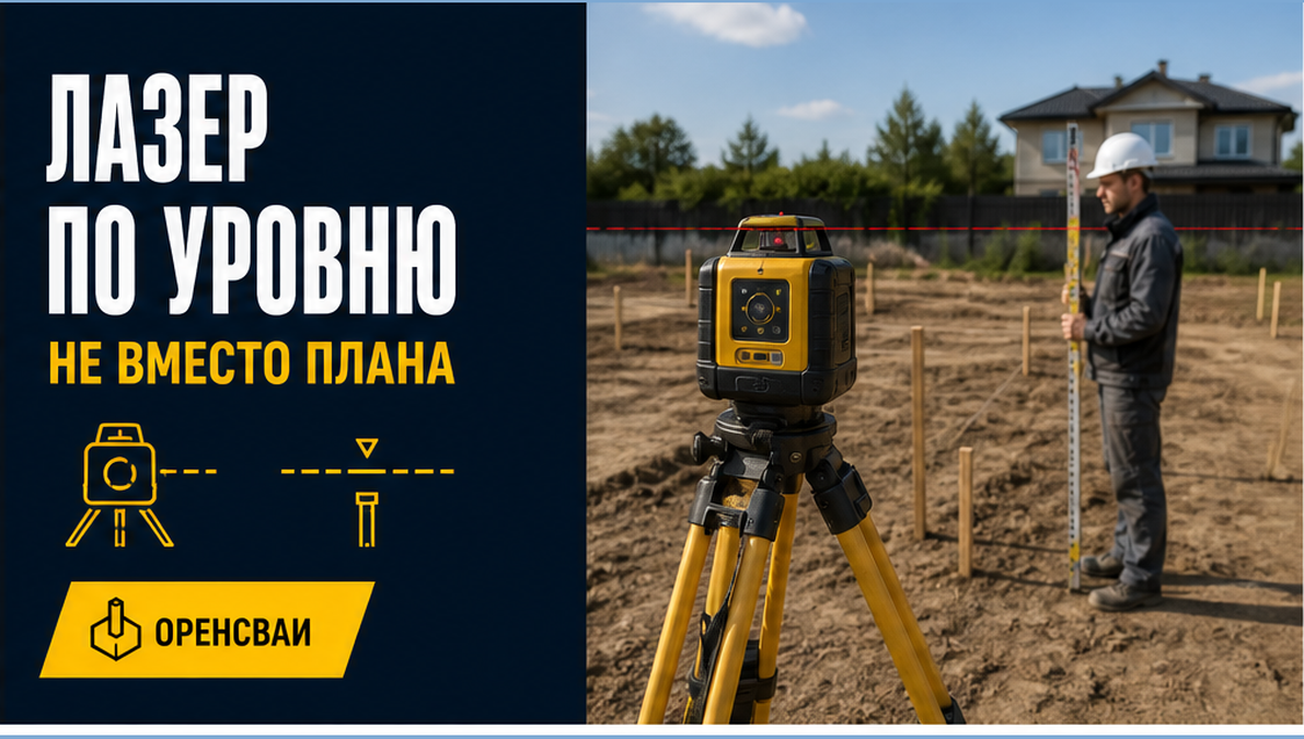 Проверка отметок участка лазерным нивелиром при разметке