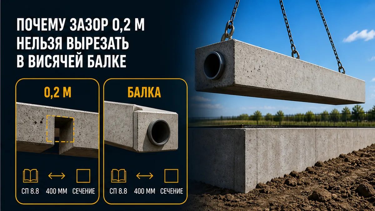 Почему зазор 0,2 м у стены подвала не отверстие в висячем ростверке