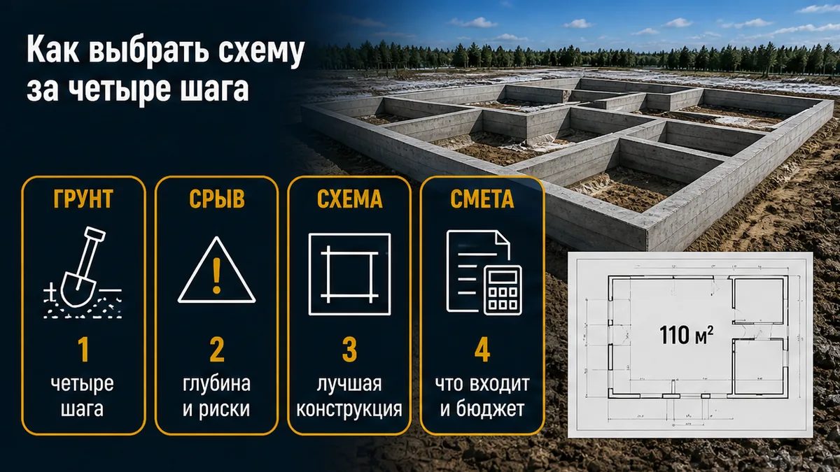 Четыре шага выбора фундамента для одноэтажного газобетона 100–120 м²