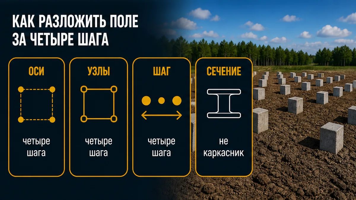 Четыре шага раскладки свайного поля под газоблок 300 и 400 мм