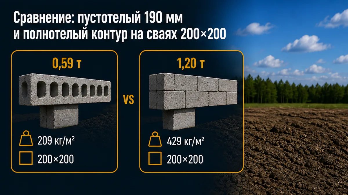Таблица нагрузки керамзитовой кладки и заводского квадрата 200×200