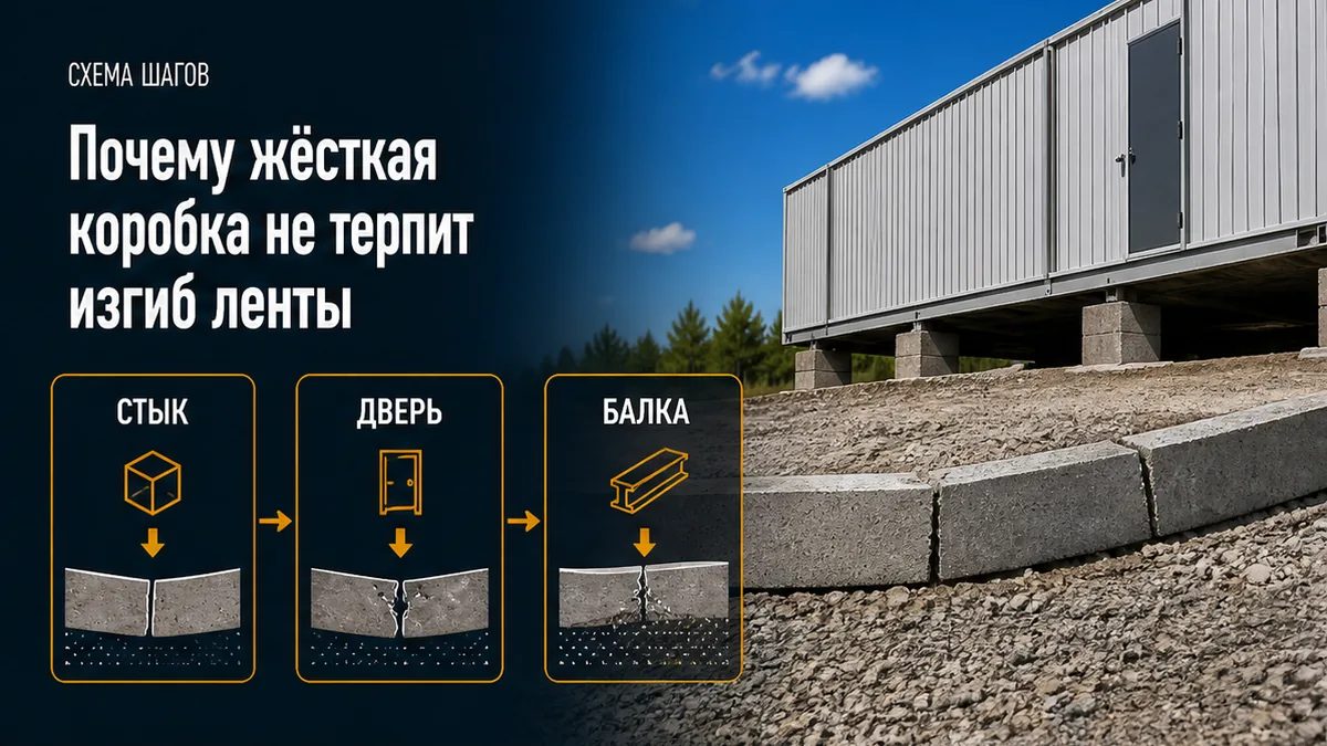 Лента в сезонном слое гнётся как балка, стык секций модуля изгиб не повторяет