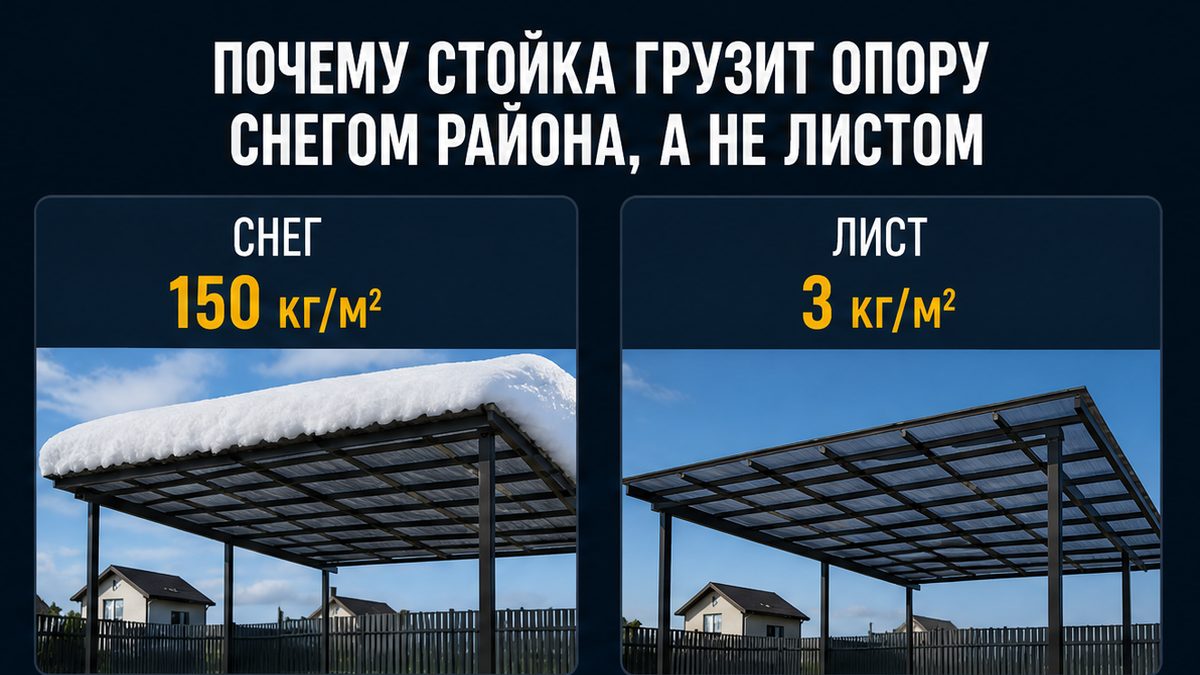 Стойка автонавеса передаёт снег района в опору