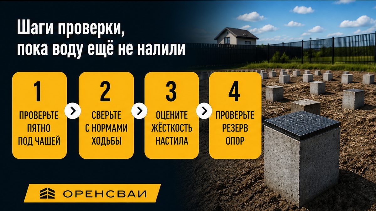 Дополнительные сваи под чашей до налива воды